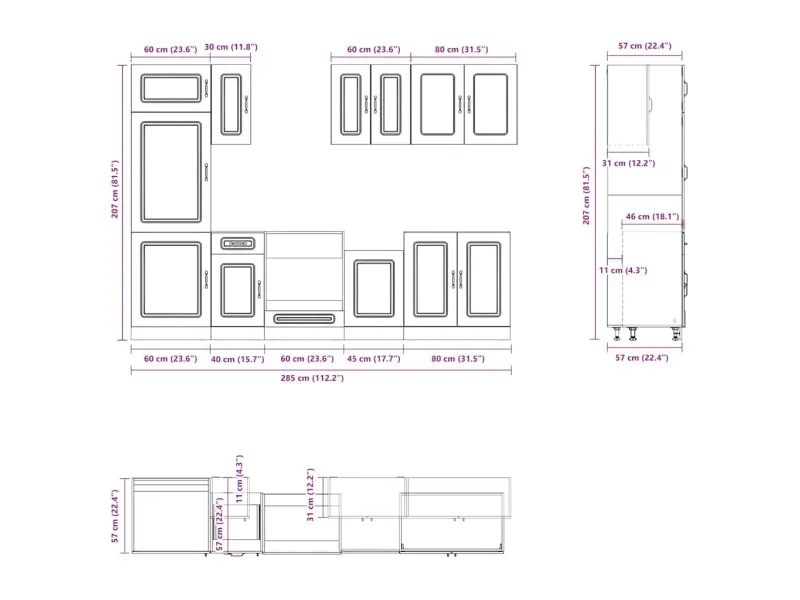 Ensemble d'armoires de cuisine 8 pcs Kalmar bois d'ingénierie