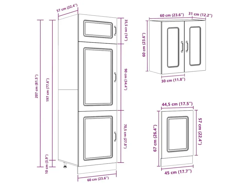 Ensemble d'armoires de cuisine 8 pcs Kalmar bois d'ingénierie