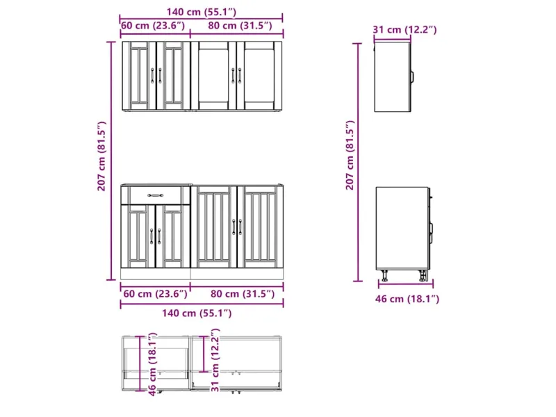 Ensemble d'armoires de cuisine 4 pcs Kalmar bois d'ingénierie