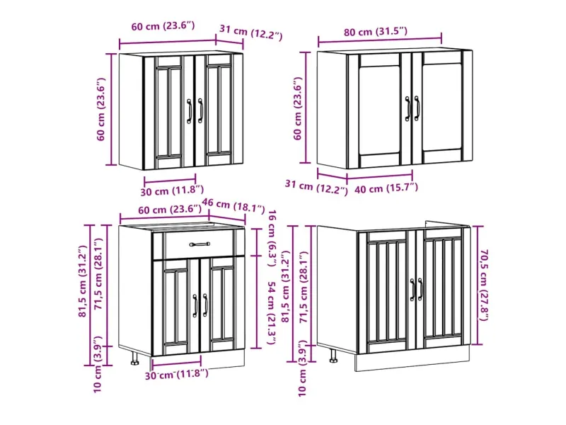 Ensemble d'armoires de cuisine 4 pcs Kalmar bois d'ingénierie