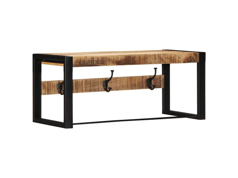 Porte-manteau 80x35x35 cm bois de manguier massif brut