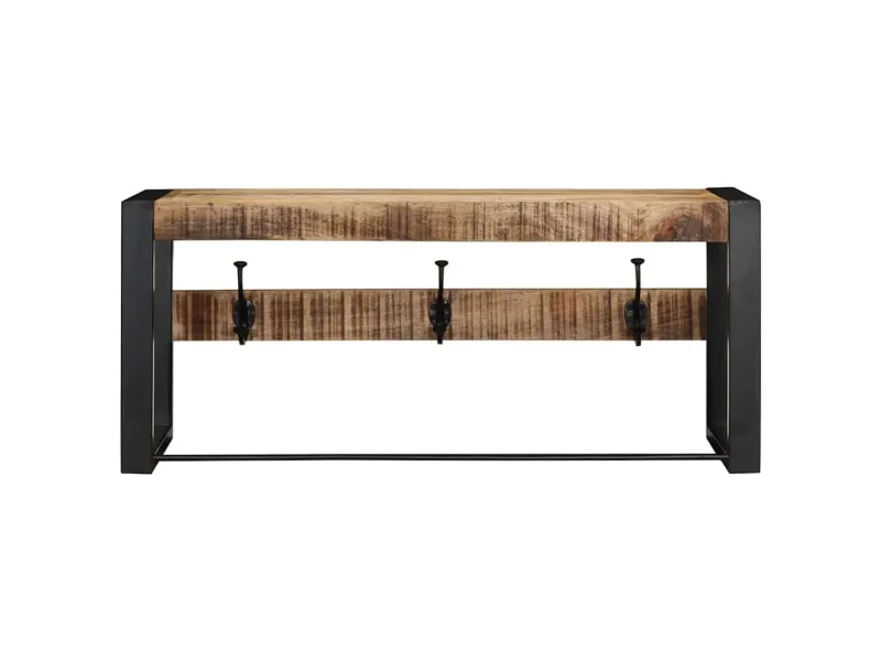 Porte-manteau 80x35x35 cm bois de manguier massif brut