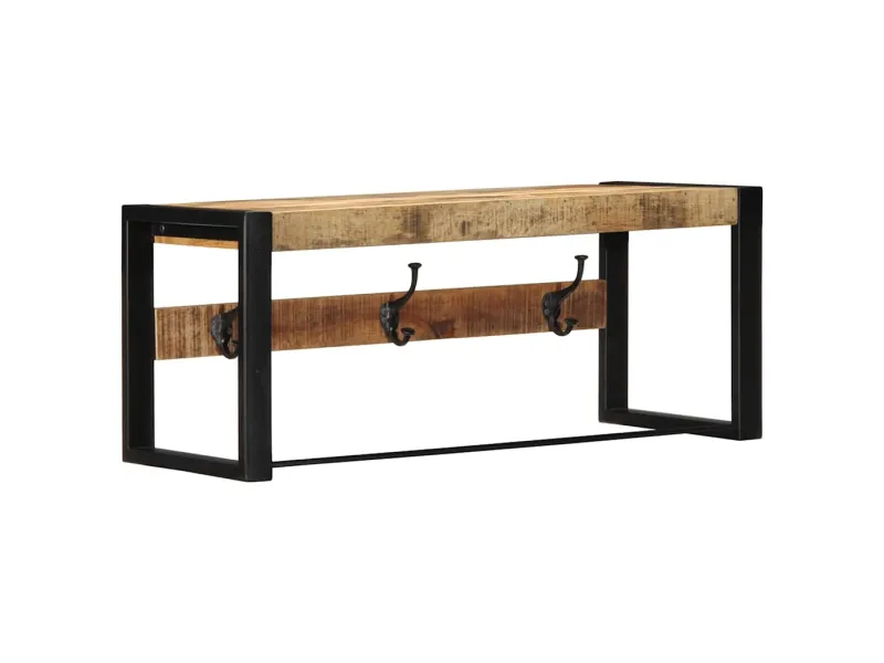 Porte-manteau 80x35x35 cm bois de manguier massif brut