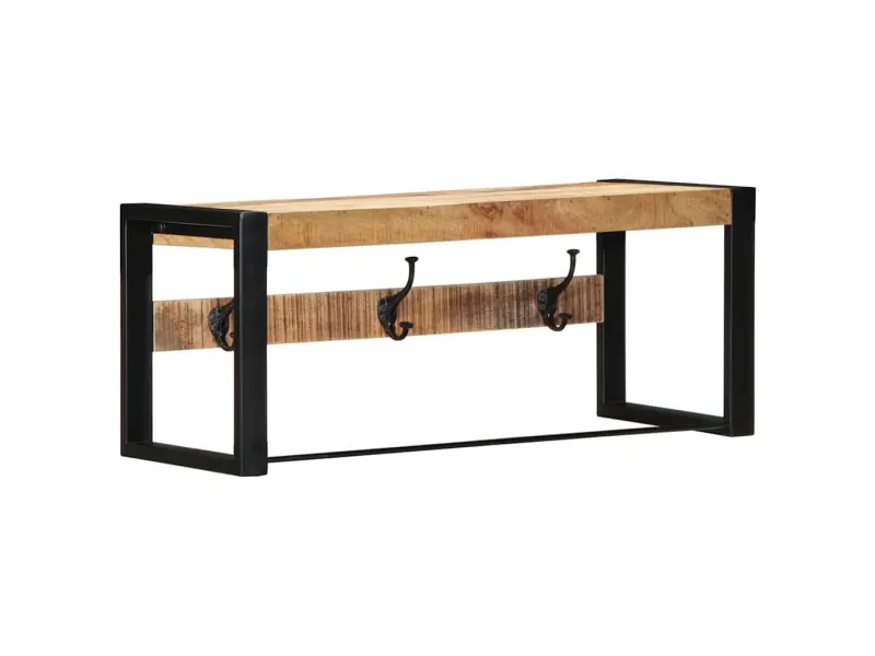 Porte-manteau 80x35x35 cm bois de manguier massif brut