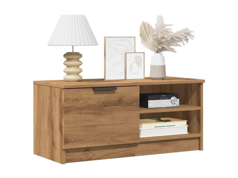 Meuble TV chêne artisanal 80x35x36,5 cm bois d'ingénierie