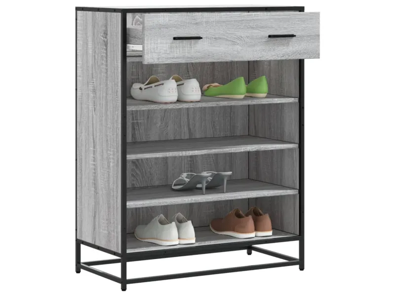 Meuble à chaussures sonoma gris bois d'ingénierie et métal