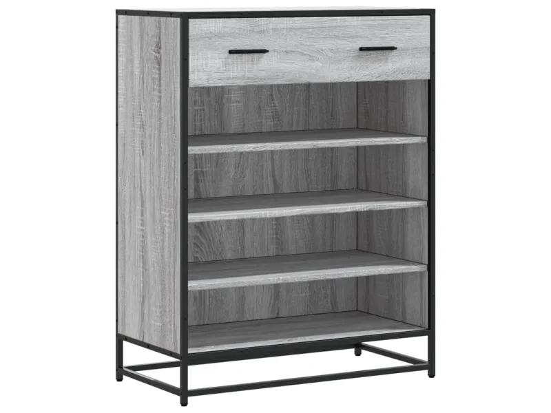 Meuble à chaussures sonoma gris bois d'ingénierie et métal