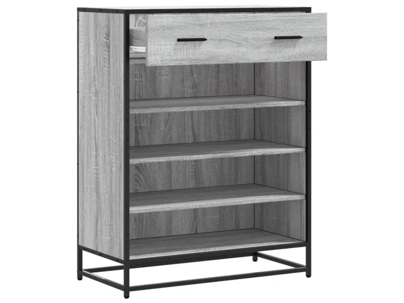 Meuble à chaussures sonoma gris bois d'ingénierie et métal