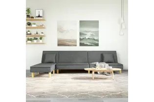 Canapé-lit en forme de L gris foncé 255x140x70 cm tissu
