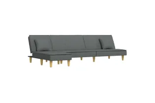 Canapé-lit en forme de L gris foncé 255x140x70 cm tissu 2