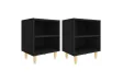 Tables de chevet avec pieds en bois 2 pcs Noir 40x30x50 cm