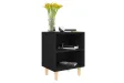 Tables de chevet avec pieds en bois 2 pcs Noir 40x30x50 cm
