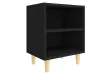Tables de chevet avec pieds en bois 2 pcs Noir 40x30x50 cm
