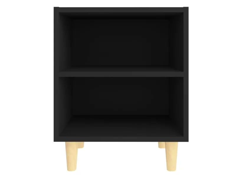 Tables de chevet avec pieds en bois 2 pcs Noir 40x30x50 cm