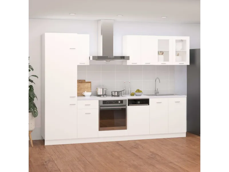Ensemble de meubles de cuisine 8 pcs Blanc Aggloméré