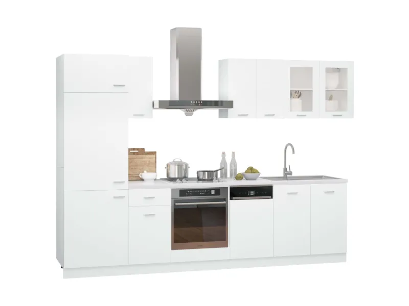Ensemble de meubles de cuisine 8 pcs Blanc Aggloméré