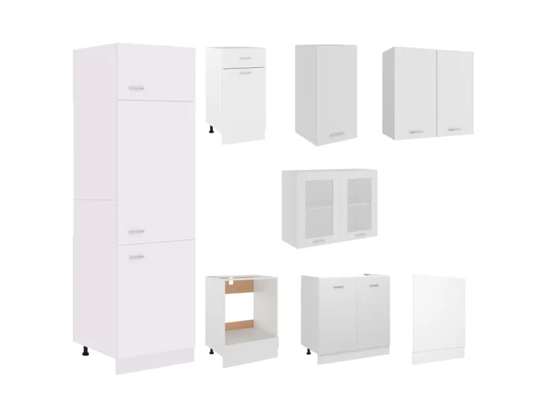Ensemble de meubles de cuisine 8 pcs Blanc Aggloméré