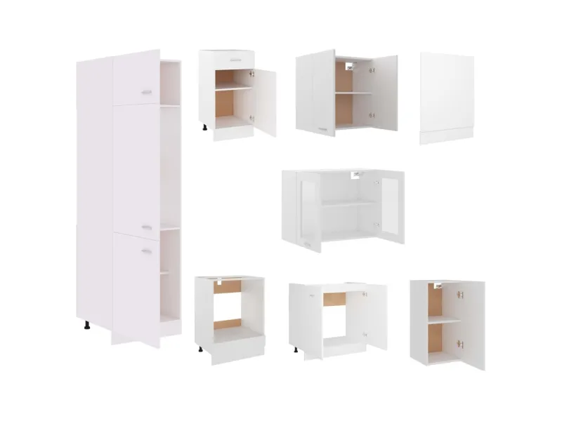 Ensemble de meubles de cuisine 8 pcs Blanc Aggloméré
