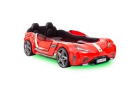 Lit voiture design pour enfant  rouge laquée avec LED
