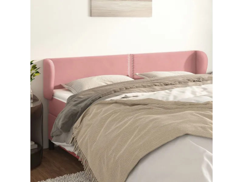 Tête de lit avec oreilles Rose 163x23x78/88 cm Velours