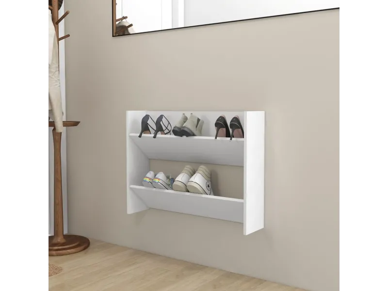 Armoire à chaussures murale Blanc 80x18x60 cm Aggloméré