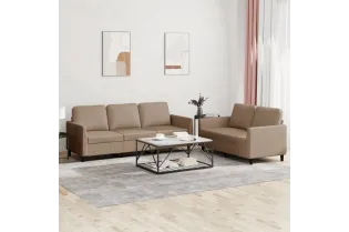 Ensemble de canapés 2 pcs avec coussins Cappuccino Similicuir