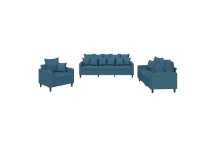 Ensemble de canapés 3 pcs avec coussins Bleu Velours 2