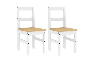 Chaises à manger lot de 2 Panama blanc bois massif de pin 2