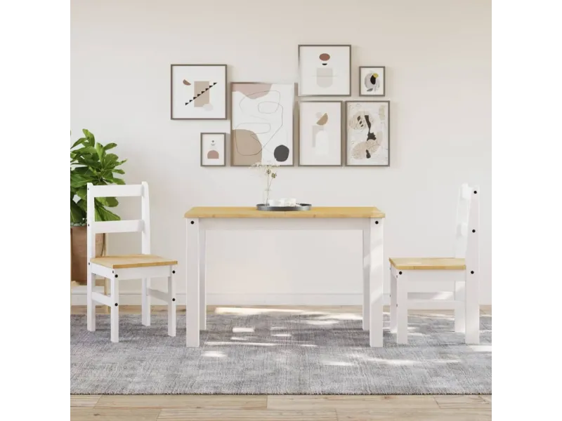 Chaises à manger lot de 2 Panama blanc bois massif de pin