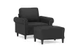 Fauteuil avec repose-pied Noir 60 cm Similicuir