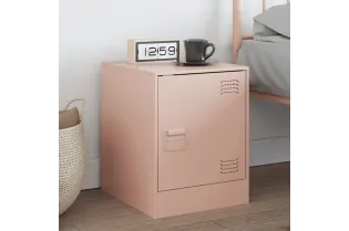 Table de chevet rose 34,5x39x44 cm acier