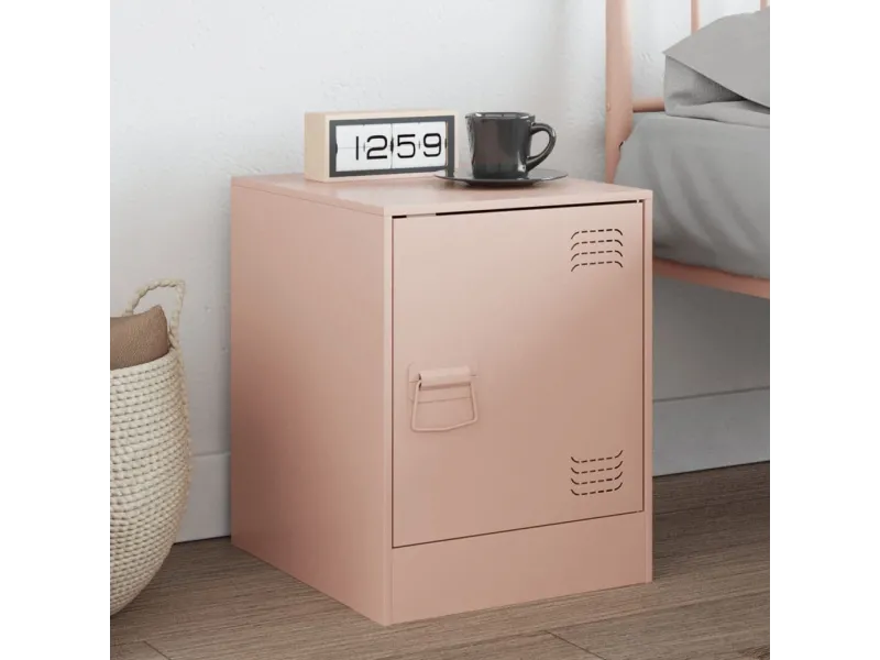 Table de chevet rose 34,5x39x44 cm acier