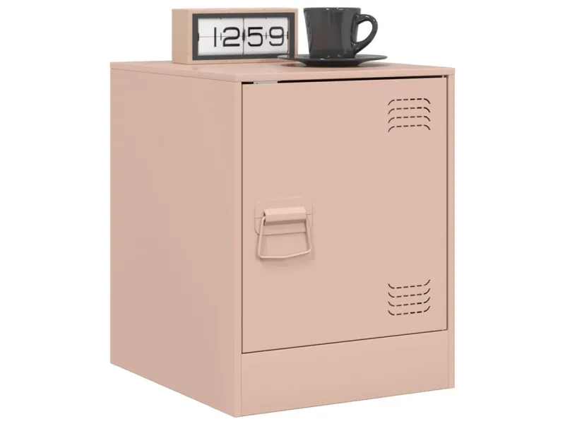 Table de chevet rose 34,5x39x44 cm acier