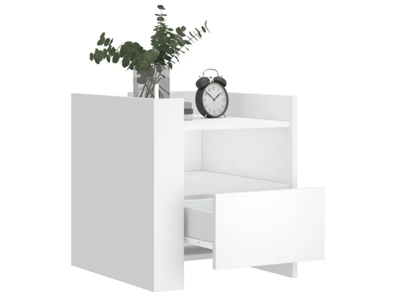 Table de chevet blanc 45x50x50 cm bois d’ingénierie