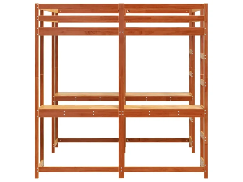 Lit superposé et bureau et échelle 180x200cm bois de pin massif