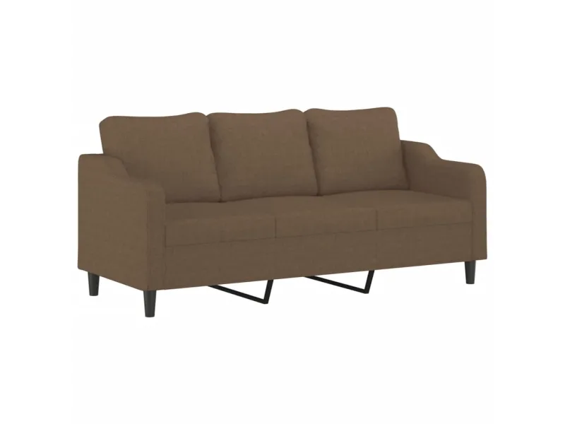 Canapé à 3 places avec repose-pieds Marron 180 cm Tissu