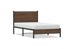 Cadre de lit en métal sans matelas chêne marron 100x190 cm 2