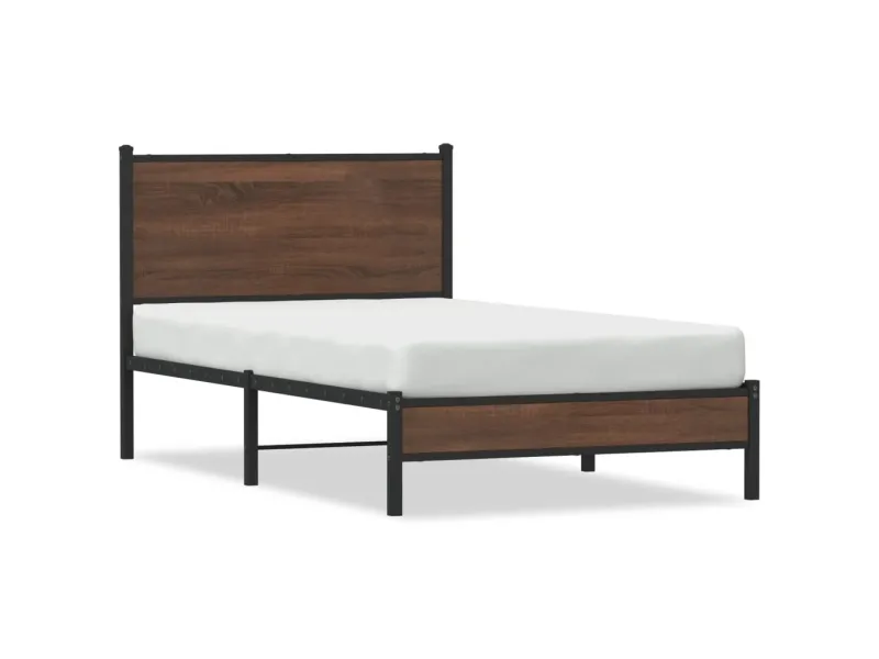 Cadre de lit en métal sans matelas chêne marron 100x190 cm