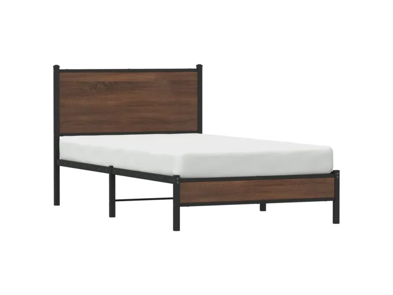 Cadre de lit en métal sans matelas chêne marron 100x190 cm