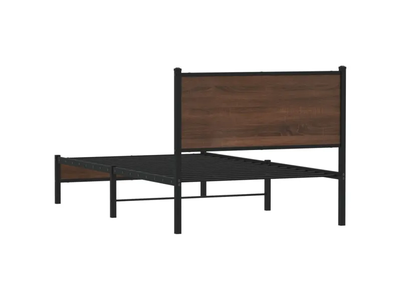 Cadre de lit en métal sans matelas chêne marron 100x190 cm