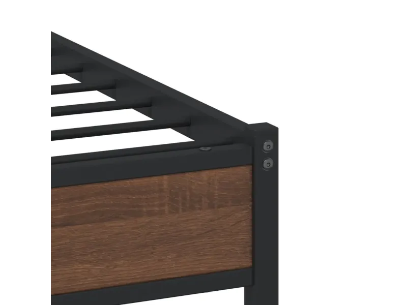 Cadre de lit en métal sans matelas chêne marron 100x190 cm
