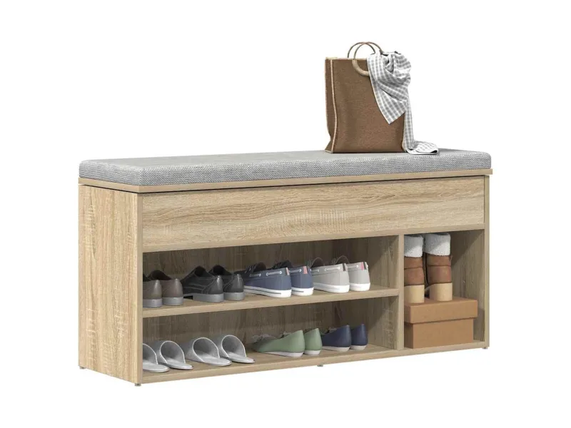 Banc à chaussures chêne sonoma 102x30,5x45 cm bois d'ingénierie