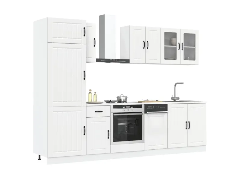 Ensemble d'armoires cuisine 8pcs Kalmar blanc bois d'ingénierie
