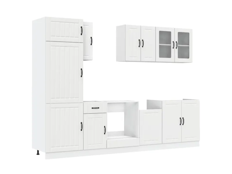 Ensemble d'armoires cuisine 8pcs Kalmar blanc bois d'ingénierie
