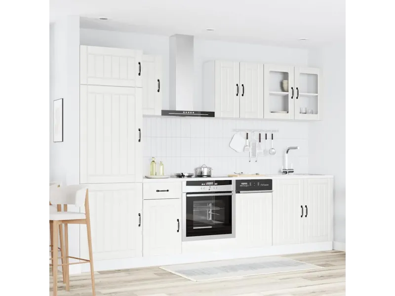 Ensemble d'armoires cuisine 8pcs Kalmar blanc bois d'ingénierie