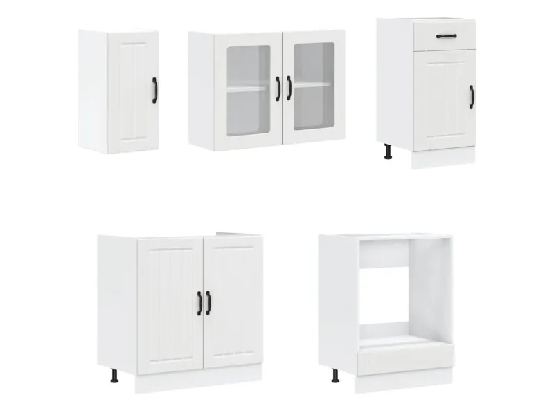 Ensemble d'armoires cuisine 8pcs Kalmar blanc bois d'ingénierie
