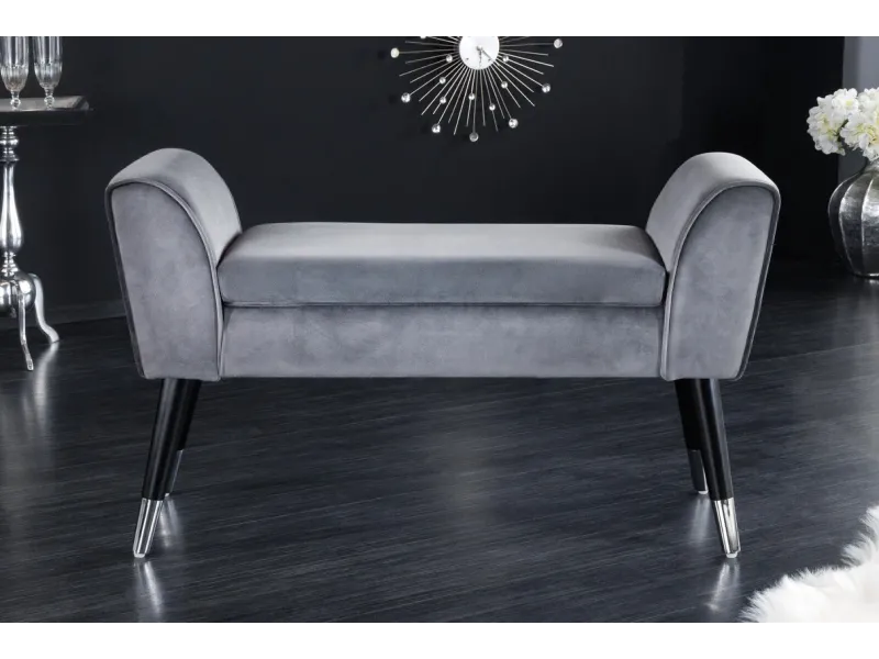 Banc SCARLETT 90 cm – Élégance et modernité en velours gris