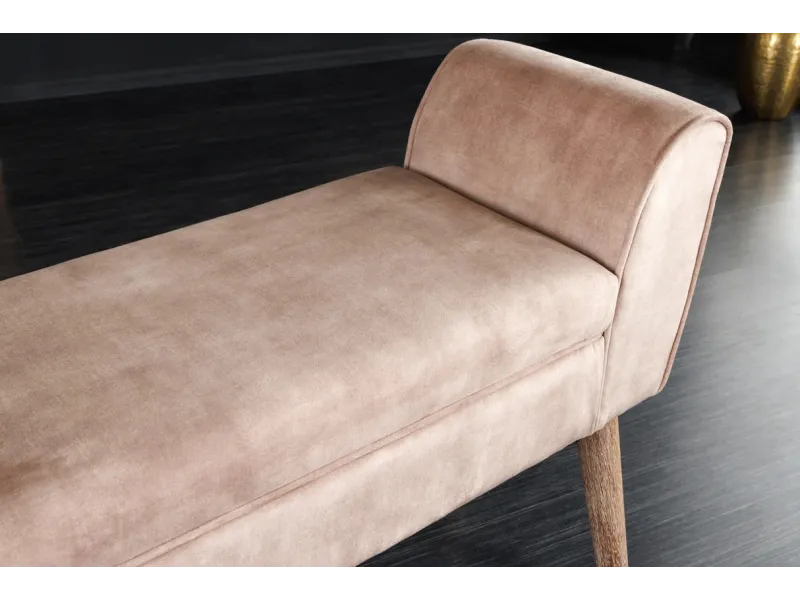 Banc SCARLETT 90 cm – Élégance et douceur en velours beige café