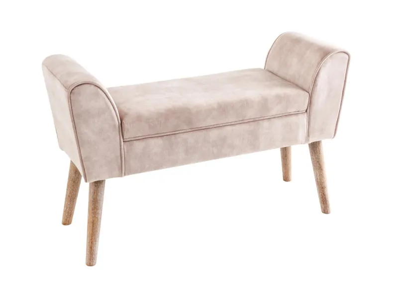 Banc SCARLETT 90 cm – Élégance et douceur en velours beige café