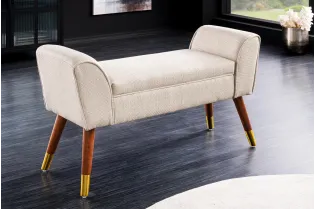 Banc SCARLETT 90 cm – Élégance rétro en tissu texturé beige